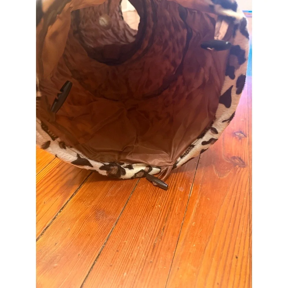 Leopard Print 3-Way Cat Tunnel Collapsible Pet Play Tube with Hanging Toy